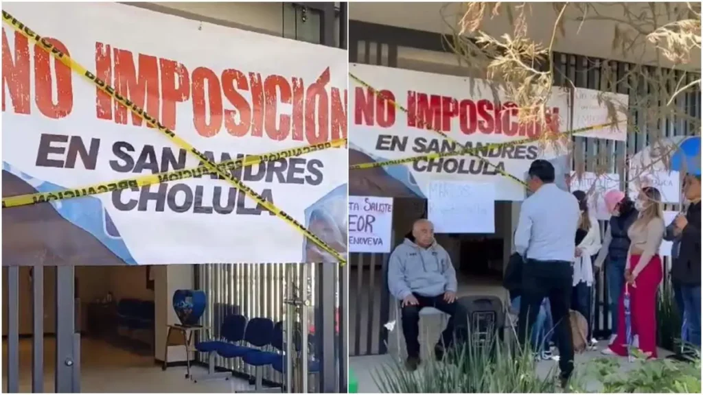 Revuelta en el PAN: inconformes de San Andrés Cholula toman el partido y bloquean calles