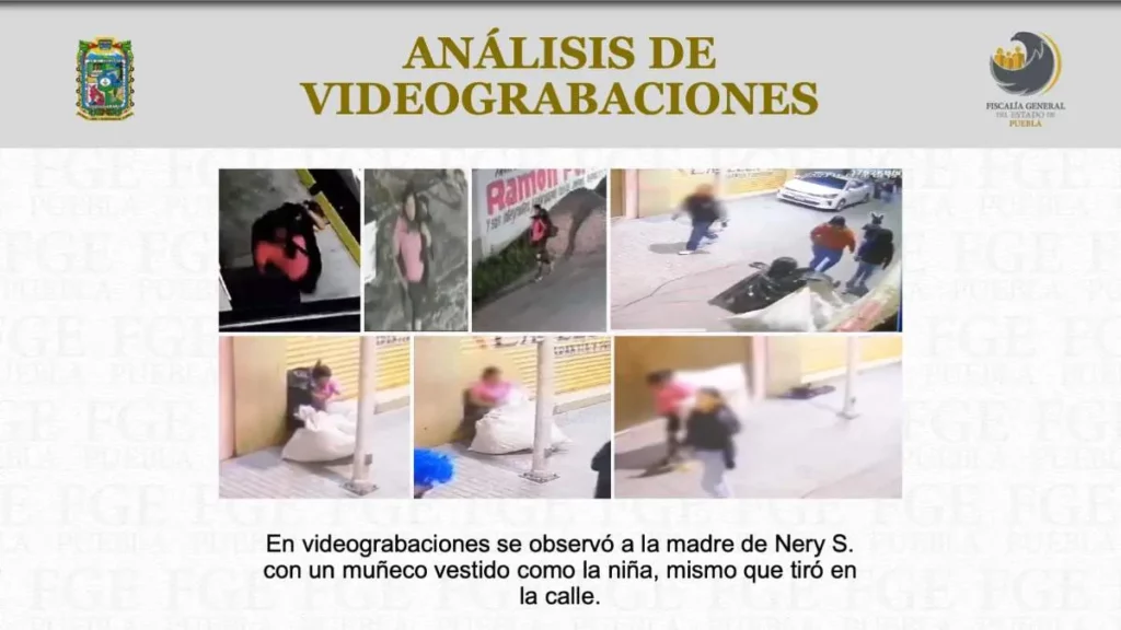 Capturas de video donde se observa a mujer acusada de matar a su hija en Texmelucan, Puebla.
