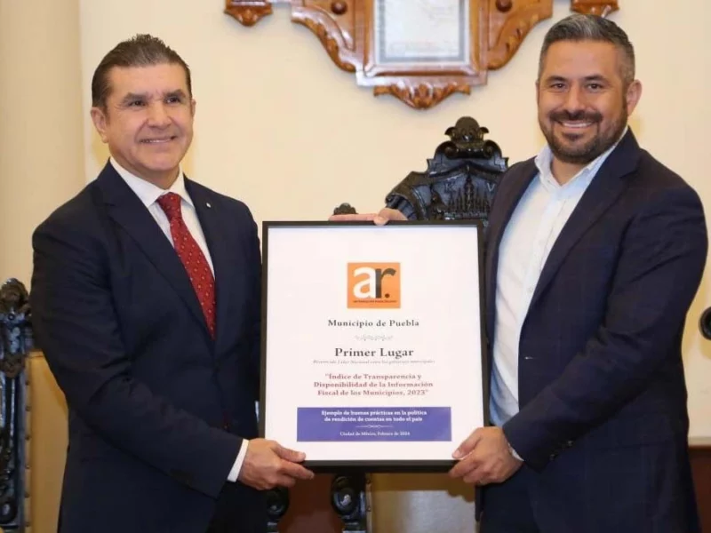 Puebla capital, primer lugar en transparencia: recibe reconocimiento