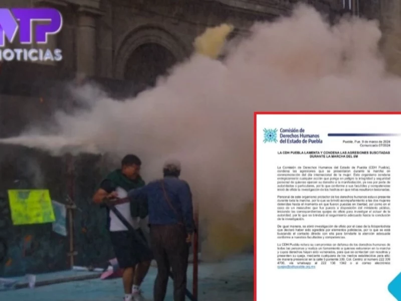 Investiga CDH Puebla enfrentamiento y detenciones en marcha del 8M