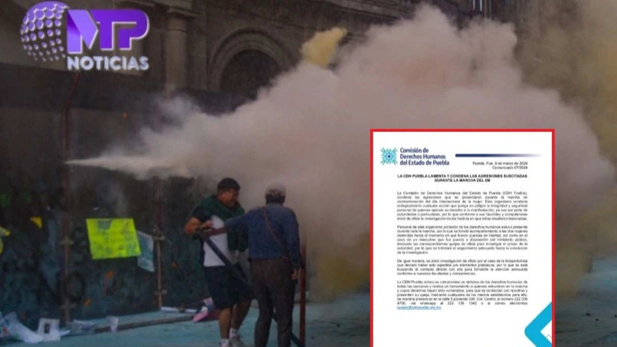 Investiga CDH Puebla enfrentamiento y detenciones en marcha del 8M