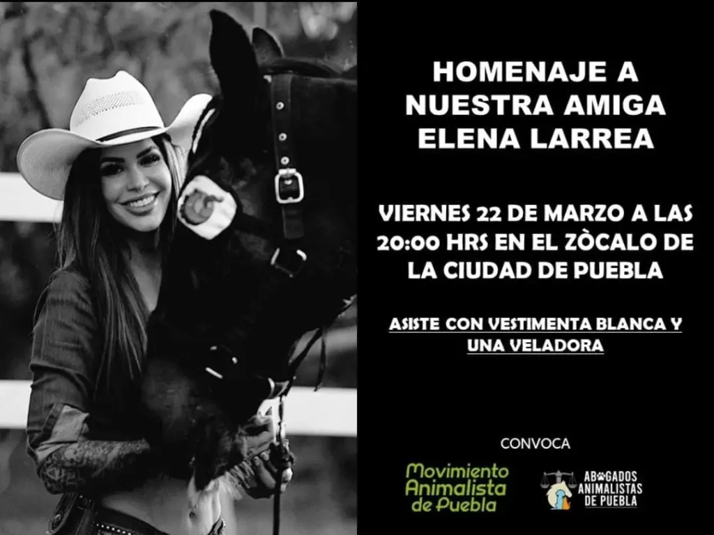 Invitación de homenaje a Elena Larrea en Zócalo de Puebla.