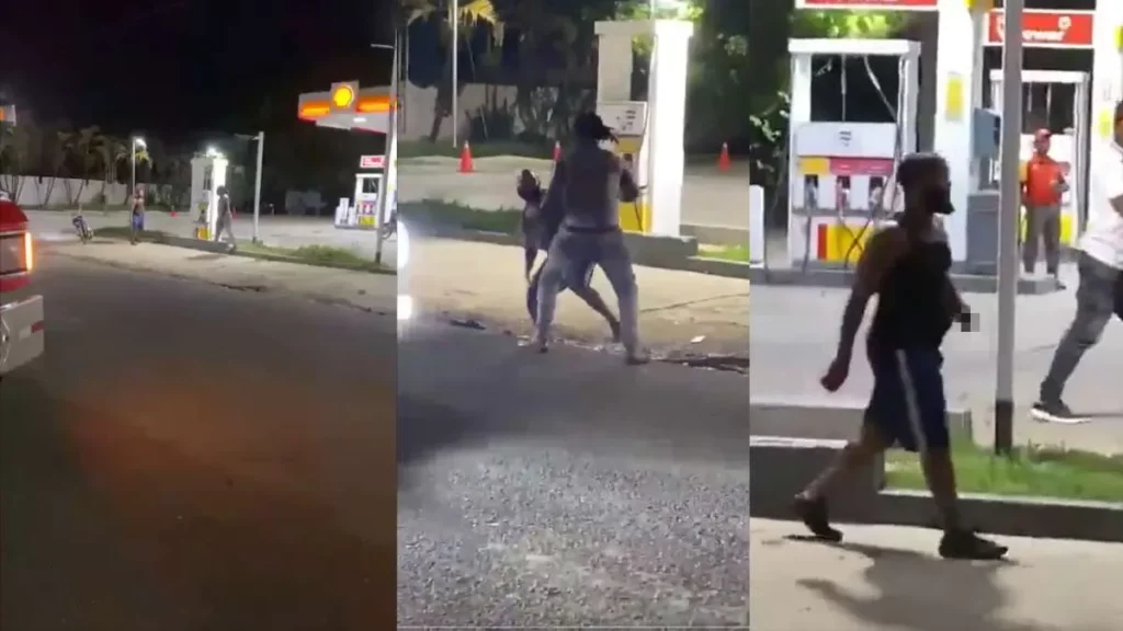 Dos examigos se pelean a machetazos en una gasolinera, uno se queda sin mano