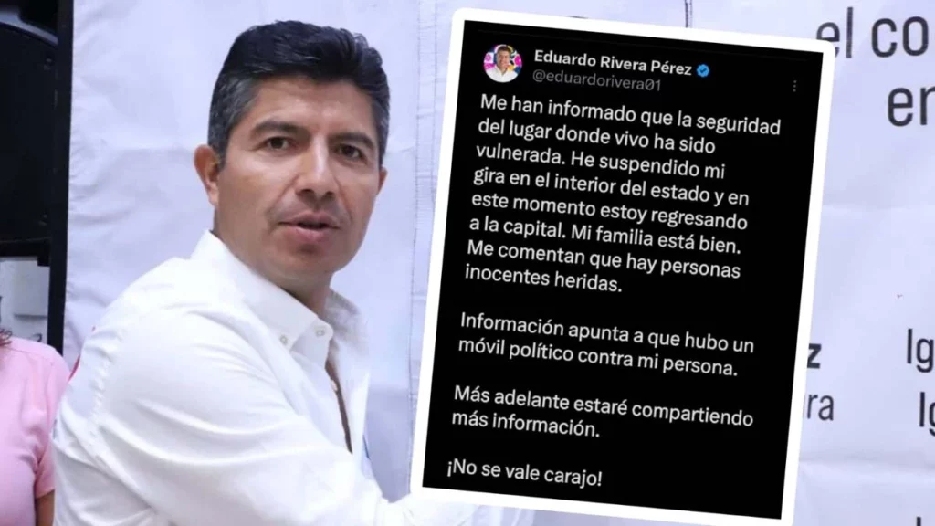 Heridos por ataque en su casa, denuncia Eduardo Rivera, candidato a gubernatura de Puebla