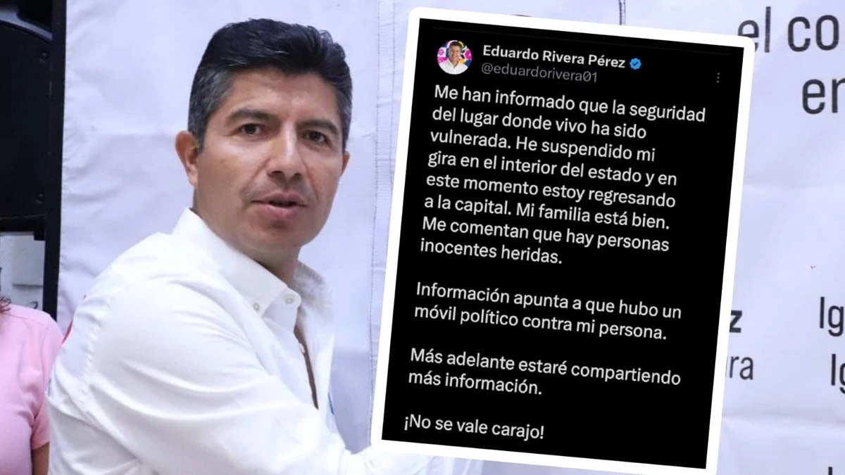 Heridos por ataque en su casa, denuncia Eduardo Rivera, candidato a gubernatura de Puebla