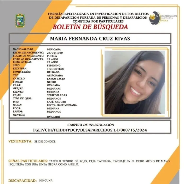 María Fernanda Cruz Rivas, desapareció en Apodaca, Nuevo León.