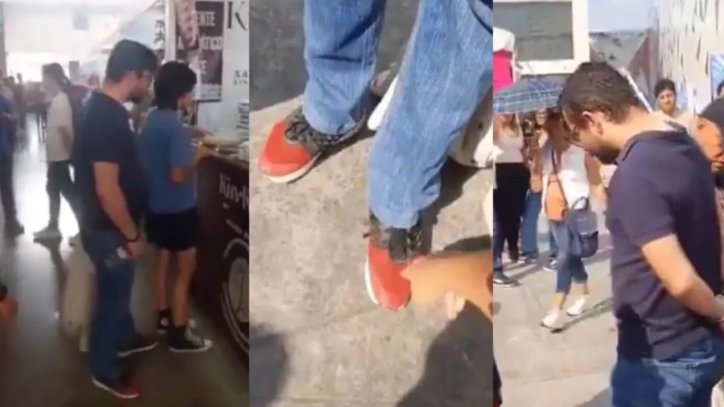 ¡Depravado! Hombre graba por debajo de faldas de mujeres en Feria de Puebla (VIDEO)