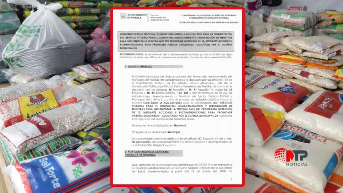 Licita Ayuntamiento de Puebla compra de despensas