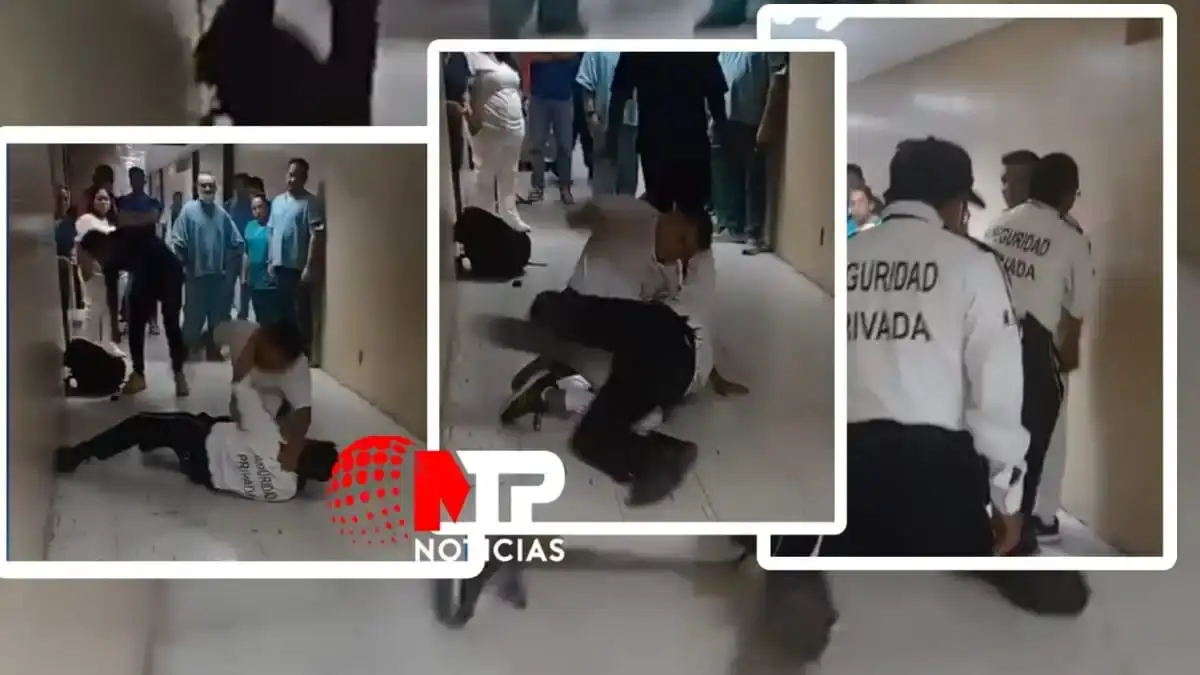 Enfermero del IMSS Puebla golpea a guardia de seguridad