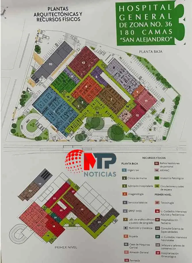 Planos de planta baja del Hospital IMSS San Alejandro.
