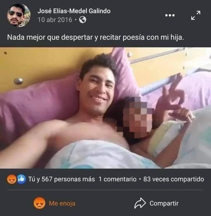 José Elías, sentenciado por violar a su propia hija se tomaba fotos semidesnudo y las compartía en redes sociales.