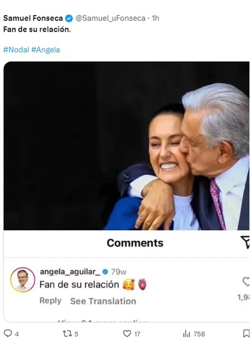 El revuelo con el comentario “fan de su relación” de Ángela Aguilar