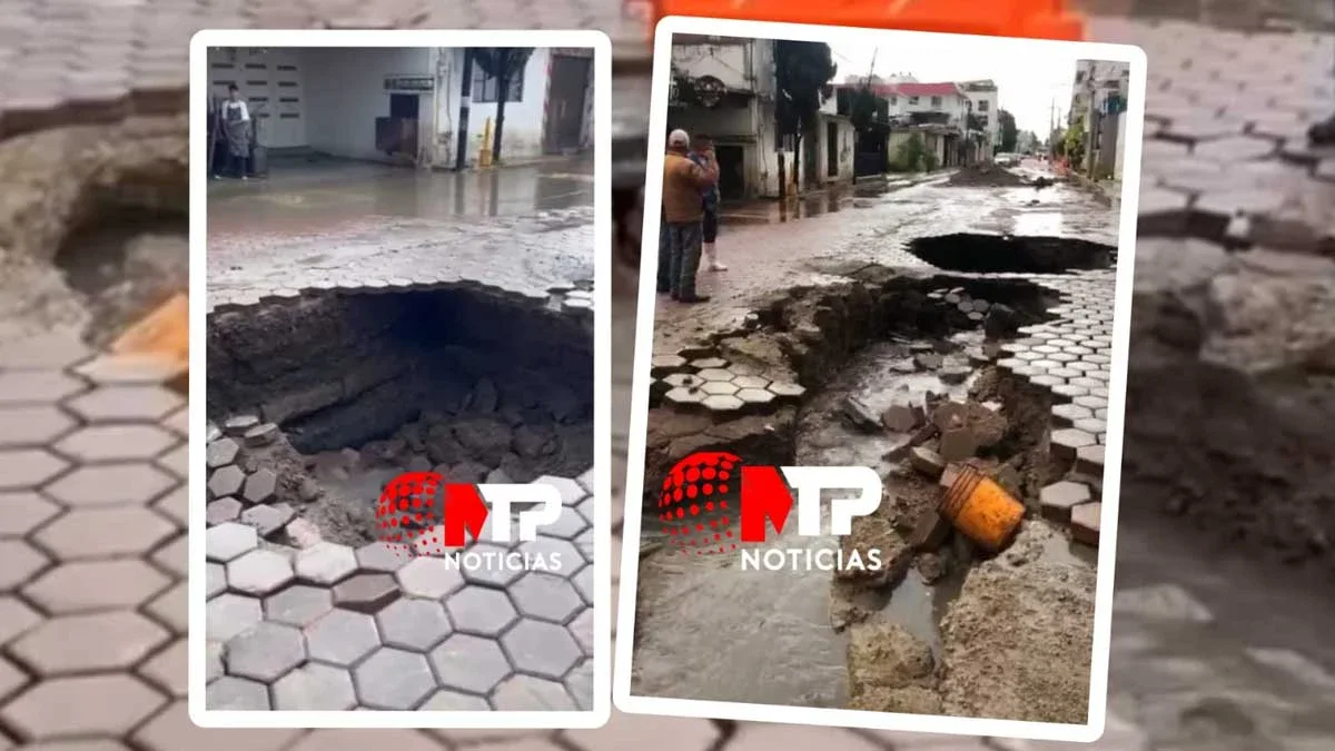 Otra vez, un socavón en Atzala, salida al Periférico en San Andrés Cholula (FOTOS)