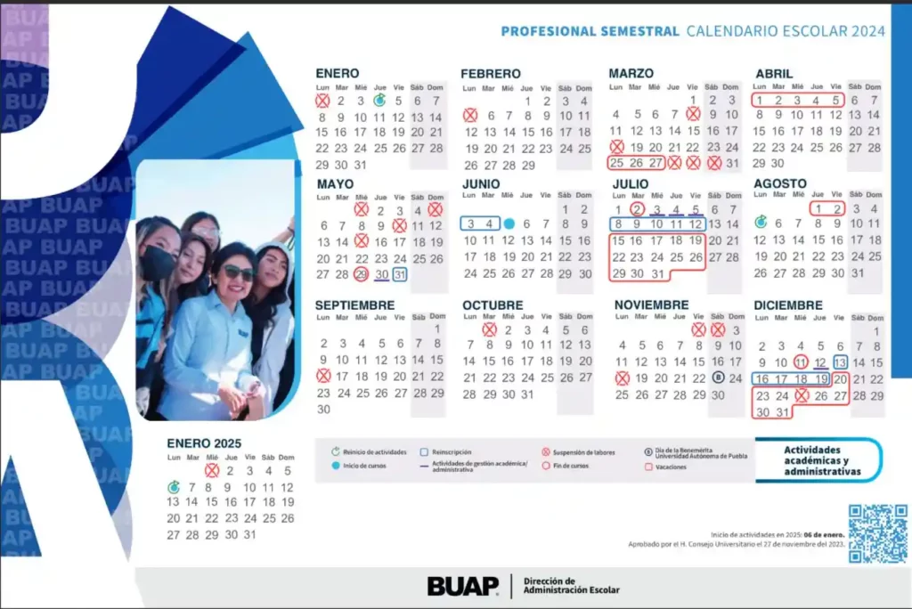 Calendario de licenciatura otoño 2024 BUAP.