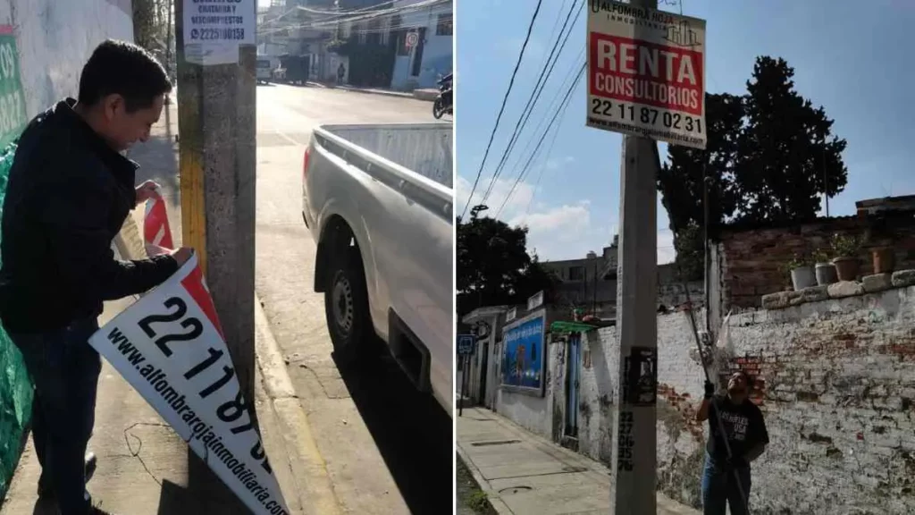 Ayuntamiento de Puebla retira publicidad irregular en la ciudad