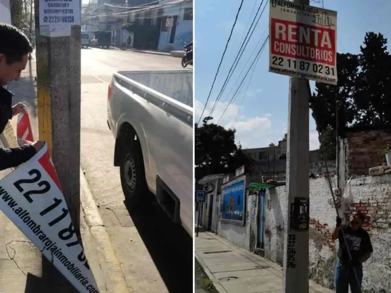 Ayuntamiento de Puebla retira publicidad irregular en la ciudad