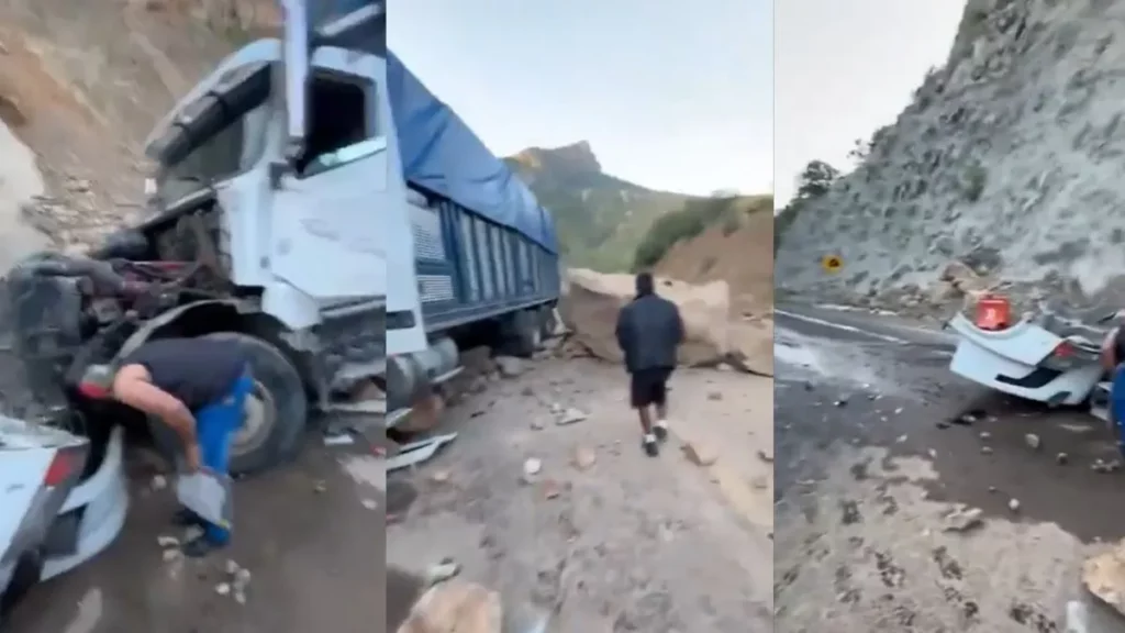 Derrumbe de rocas provoca el cierre de la Cuacnopalan-Oaxaca (VIDEO)