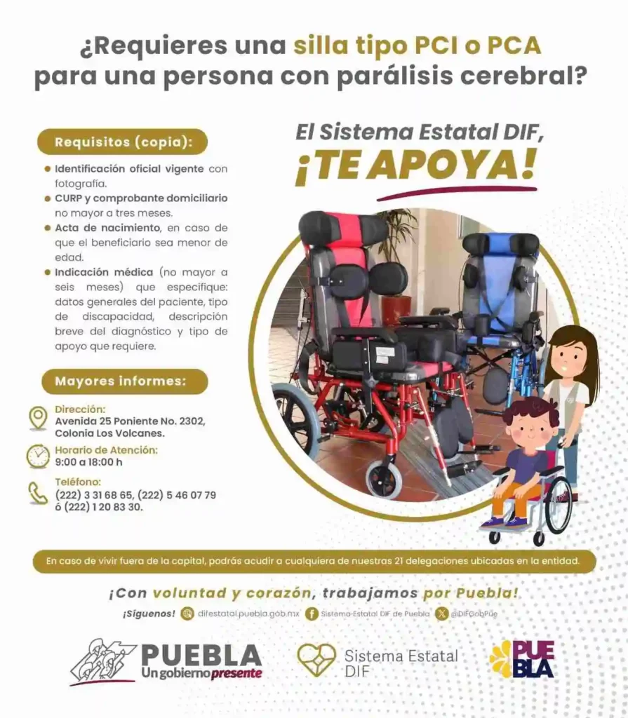 ¿Requieres de una silla especial? DIF Puebla te apoya, así puedes solicitarla