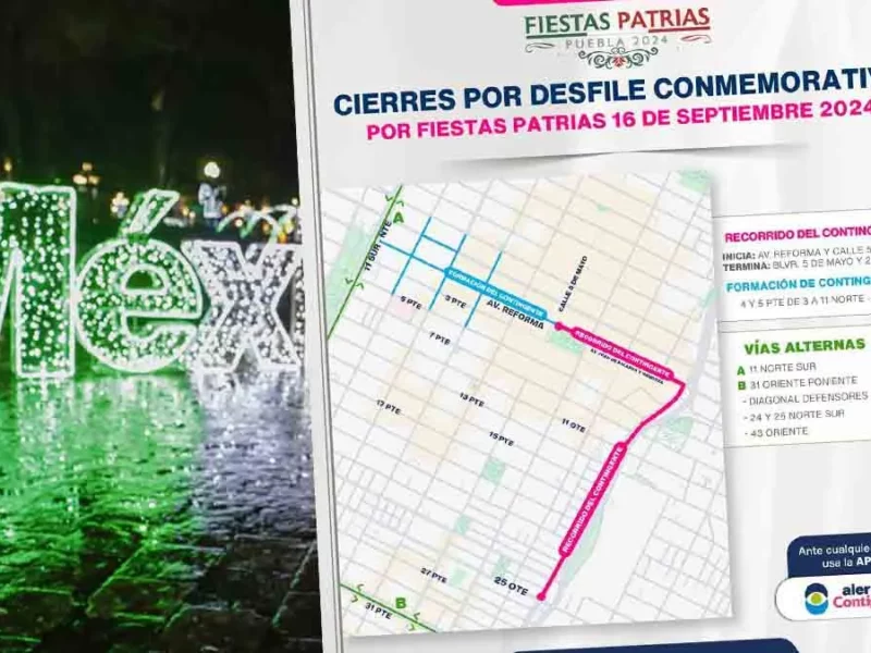 Cerrarán Reforma y estas calles de Puebla por fiestas patrias