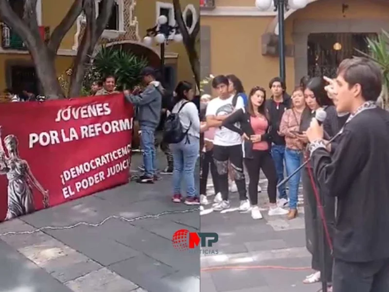 Dirigidos por morenistas, protestan estudiantes BUAP a favor de reforma judicial en Puebla