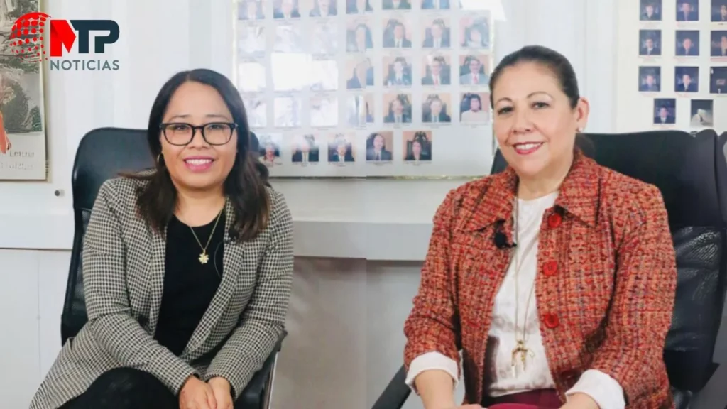 Elvia Cruz, directora de MTP Noticias y Laura Artemisa, presidenta del Congreso de Puebla