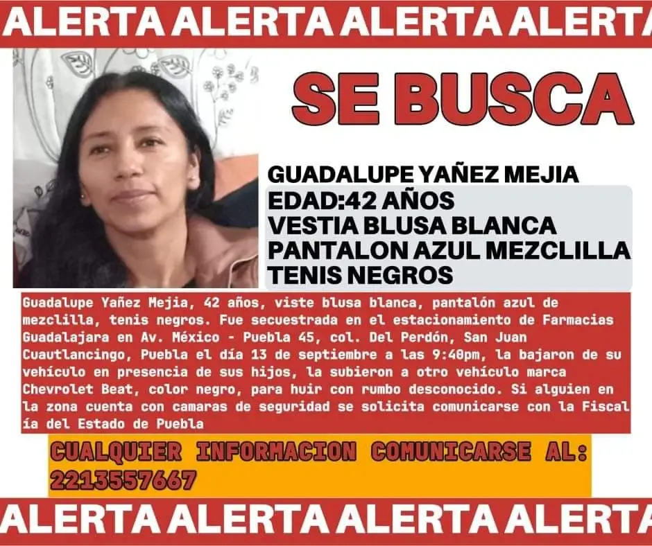 Secuestran a Guadalupe frente a sus hijos en Cuautlancingo