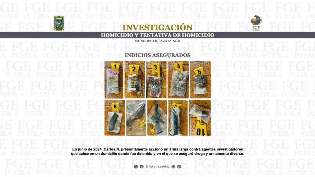 Armas que tenía hombre acusado de asesinato.