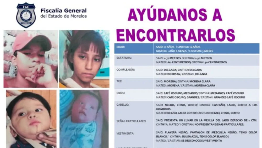 Pareja adolescente desaparece con sus bebés en Morelos