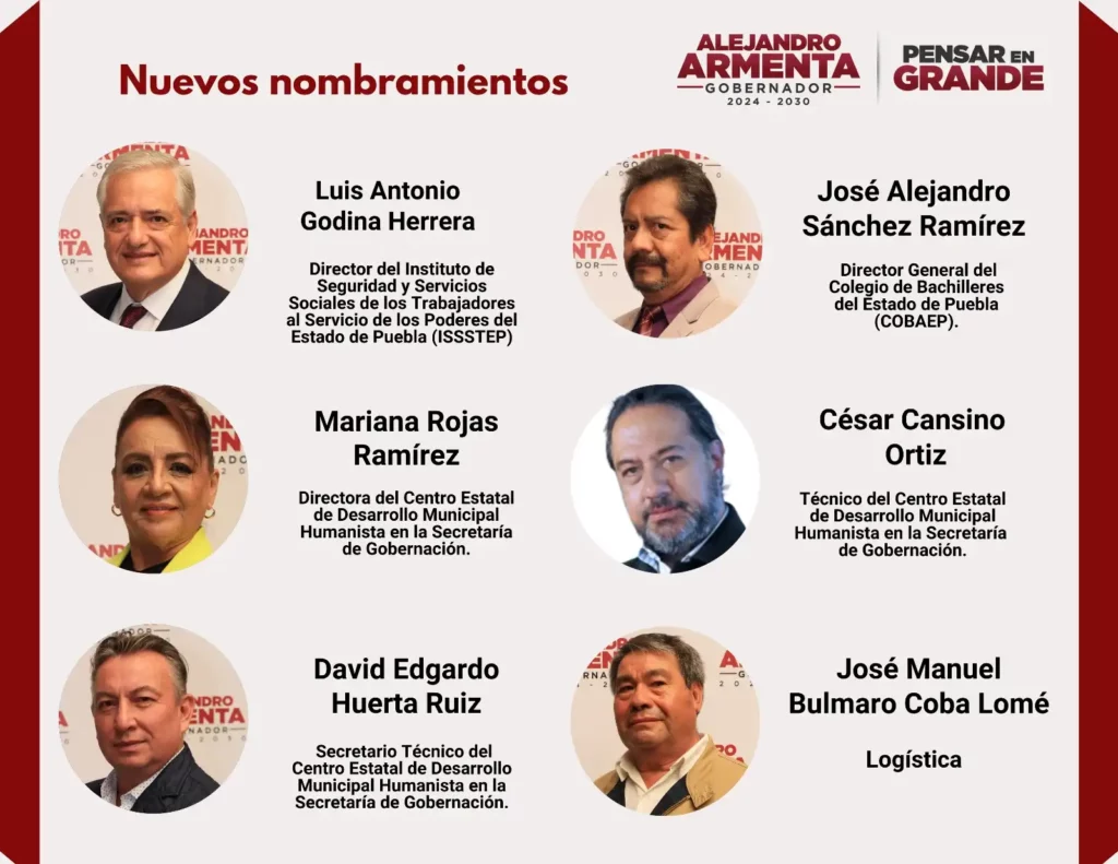 Nuevos integrantes del gabinete de Alejandro Armenta.