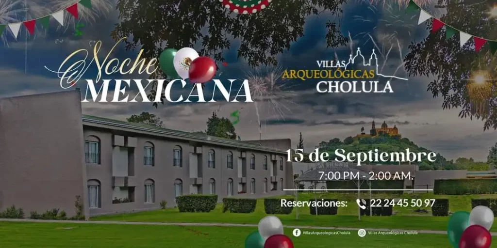 Cartel de noche mexicana en Villas Arqueológicas de San Andrés Cholula.