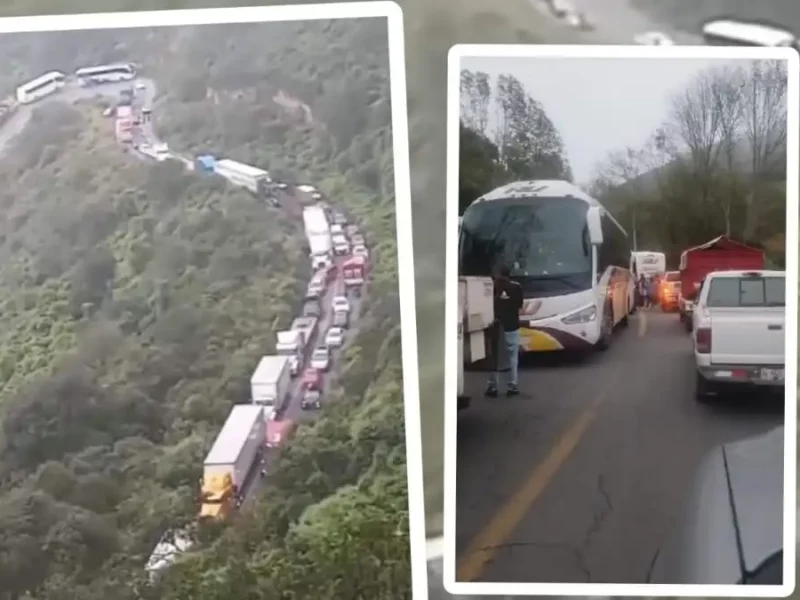 Caos en Cumbres de Acultzingo por derrumbe en la Puebla-Orizaba