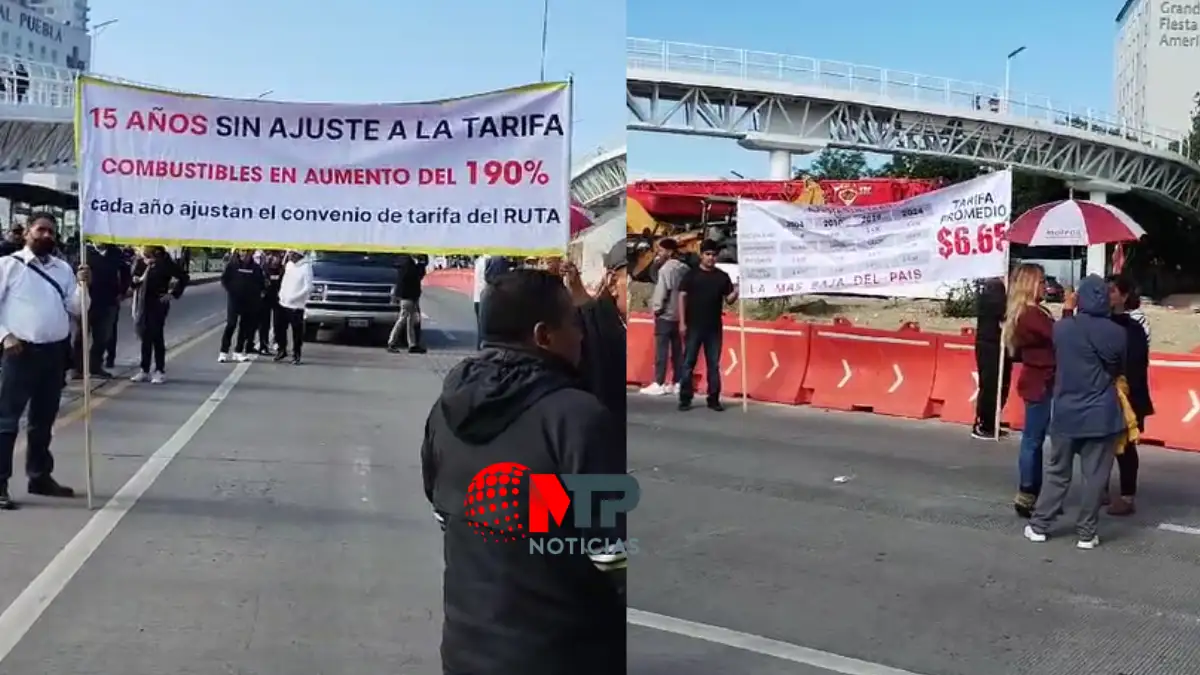 Ahora bloquean la Atlixcáyotl para presionar alza al pasaje a 19 pesos en Puebla