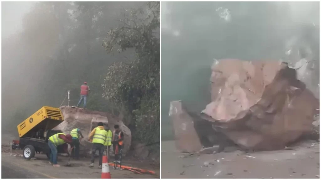 ¡Precaución! Derrumbe de piedras provoca caos vial por segundo día en la Puebla Orizaba