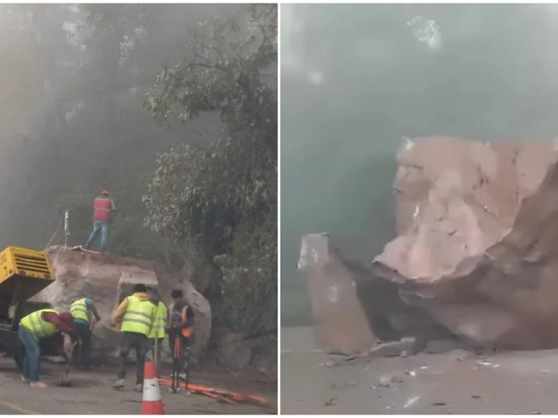 ¡Precaución! Derrumbe de piedras provoca caos vial por segundo día en la Puebla Orizaba