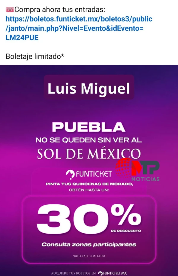 ¡Aprovecha! Hay descuentos en estos boletos para ver a Luis Miguel en Puebla