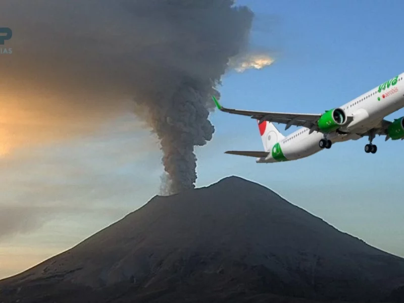 Vuelos del aeropuerto de Puebla, cancelados por caída de ceniza del Popocatépetl