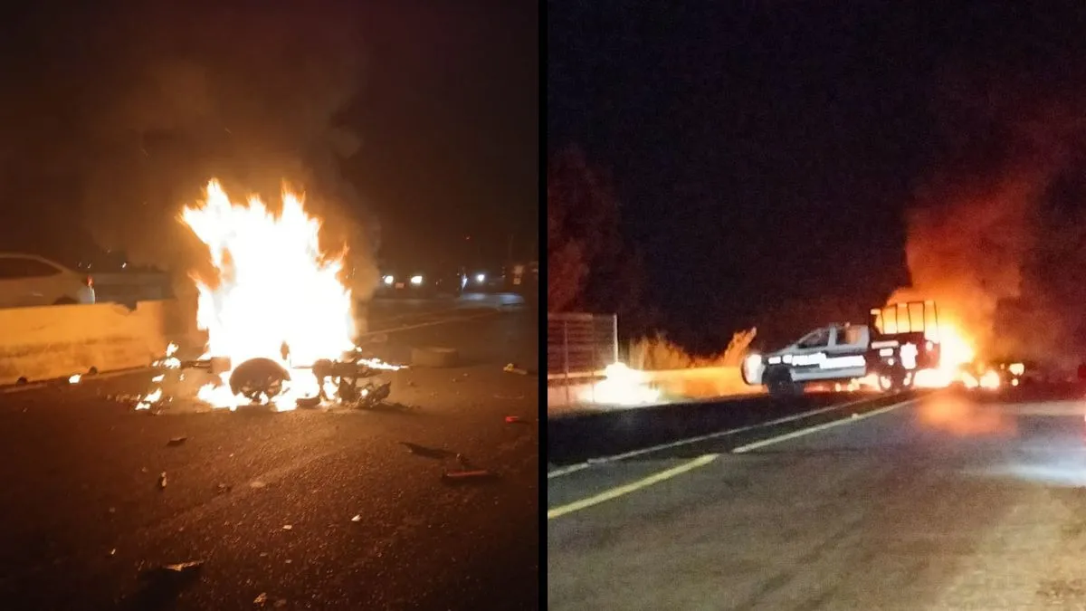 Auto explota y se calcina tras choque en la autopista Siglo XXI