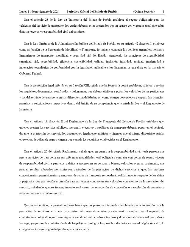 Periódico Oficial de la Federación, decreto de grúas