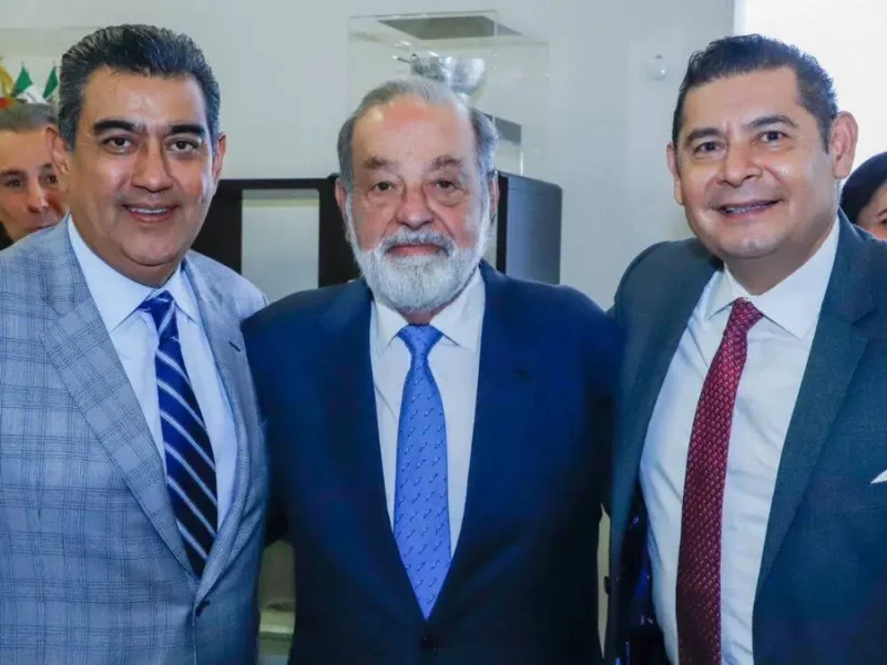 Se reúnen Armenta y Sergio Salomón con Carlos Slim, revisan proyectos tecnológicos para Puebla