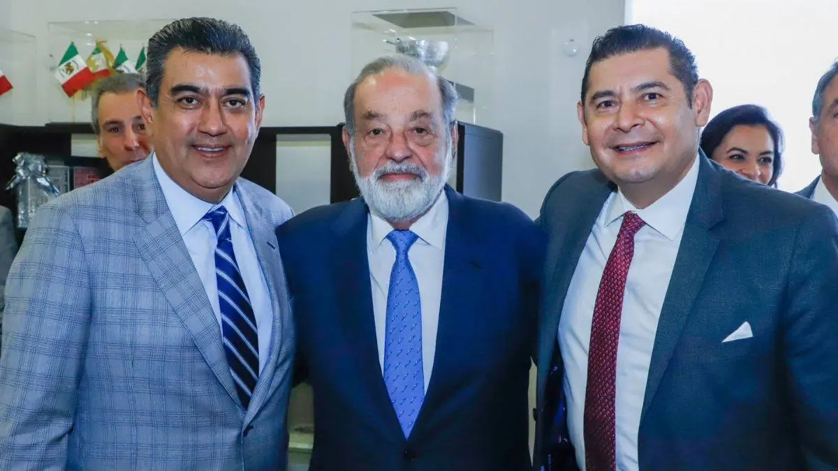 Se reúnen Armenta y Sergio Salomón con Carlos Slim, revisan proyectos tecnológicos para Puebla