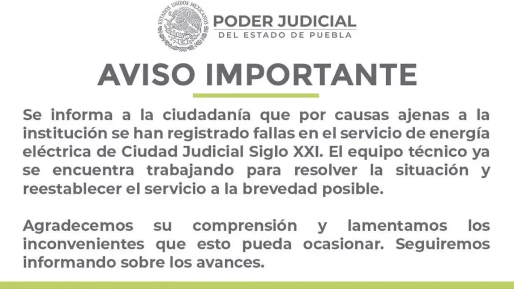 ¿Por qué no hay servicio en Poder Judicial de Puebla?